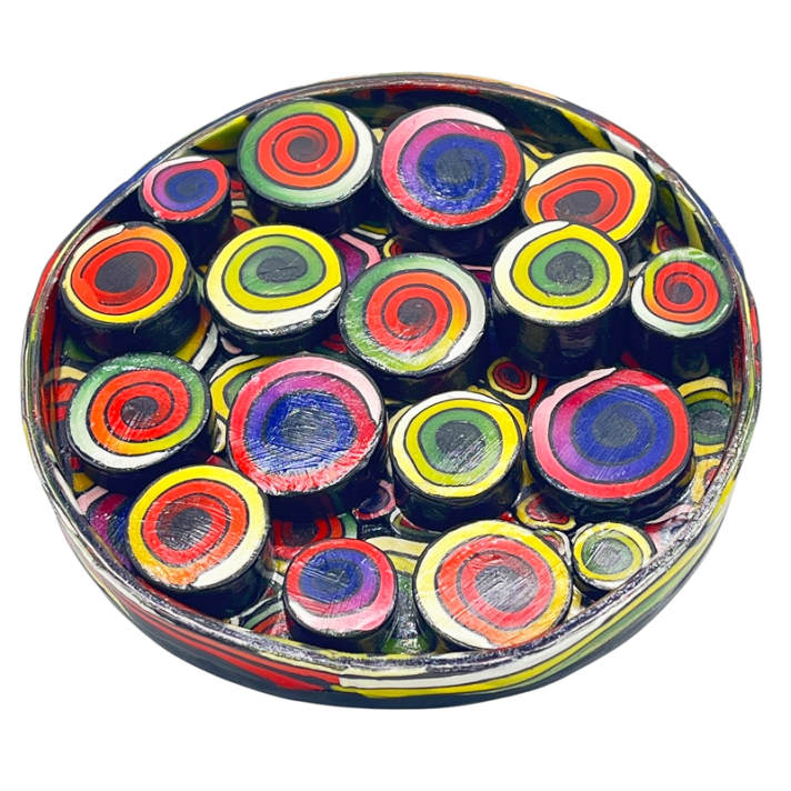 Allie’s 3D spirals looked like a coral maze, I decided to fill them in and add depth to make colorful bubble columns.